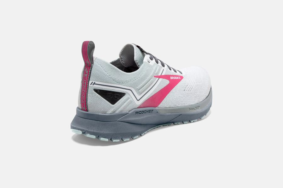 Ricochet 3 Road Brooks Running Shoes NZ Womens - White/Pink - MQBHUP-176